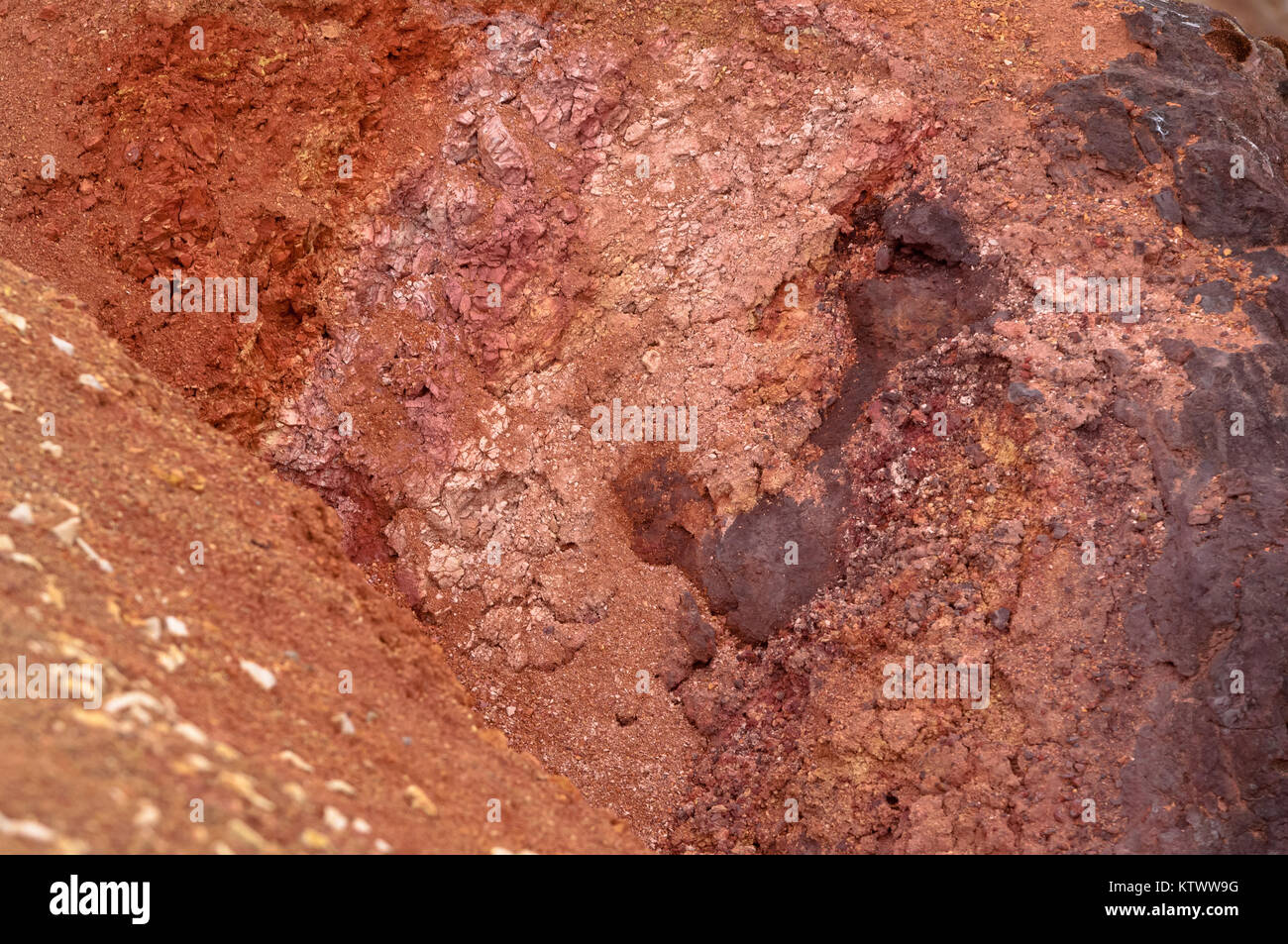 Bauxite mine, raw weathered bauxite sedimentary rock on surface Stock Photo