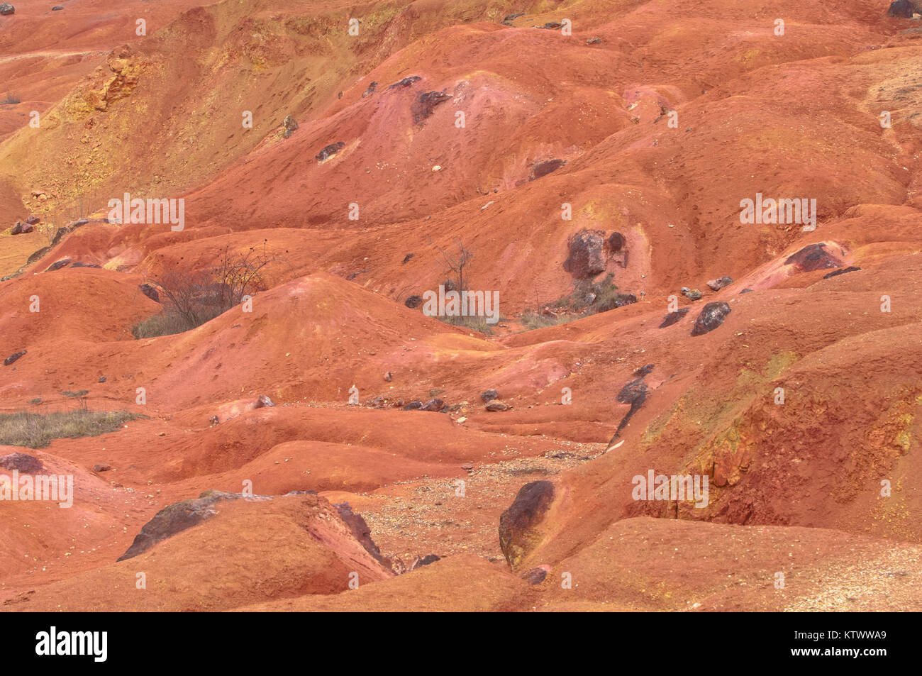 Bauxite mine, raw weathered bauxite sedimentary rock on surface Stock