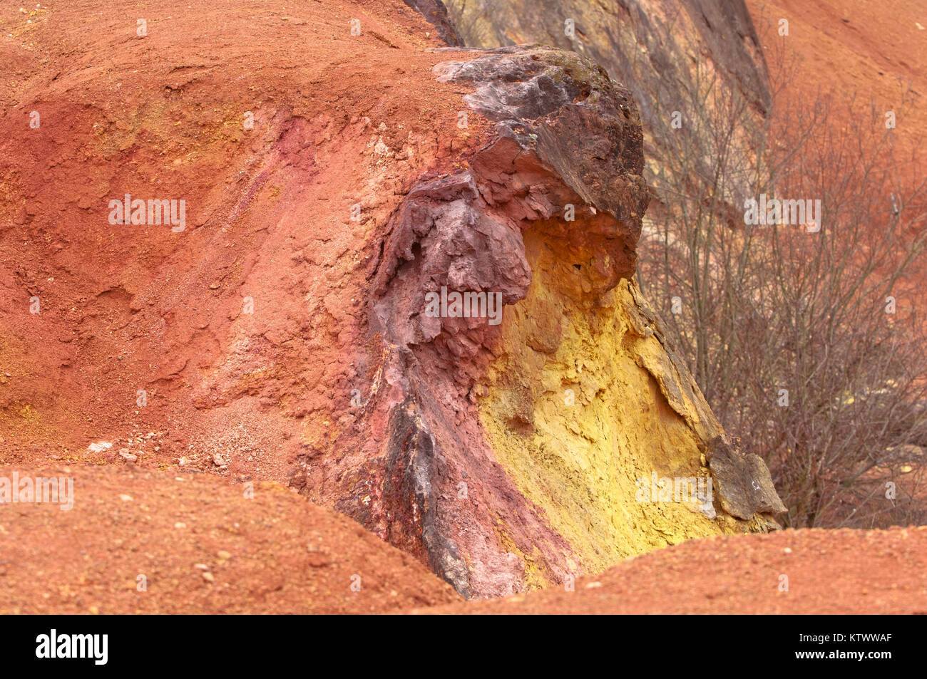 Bauxite mine, raw weathered bauxite sedimentary rock on surface Stock
