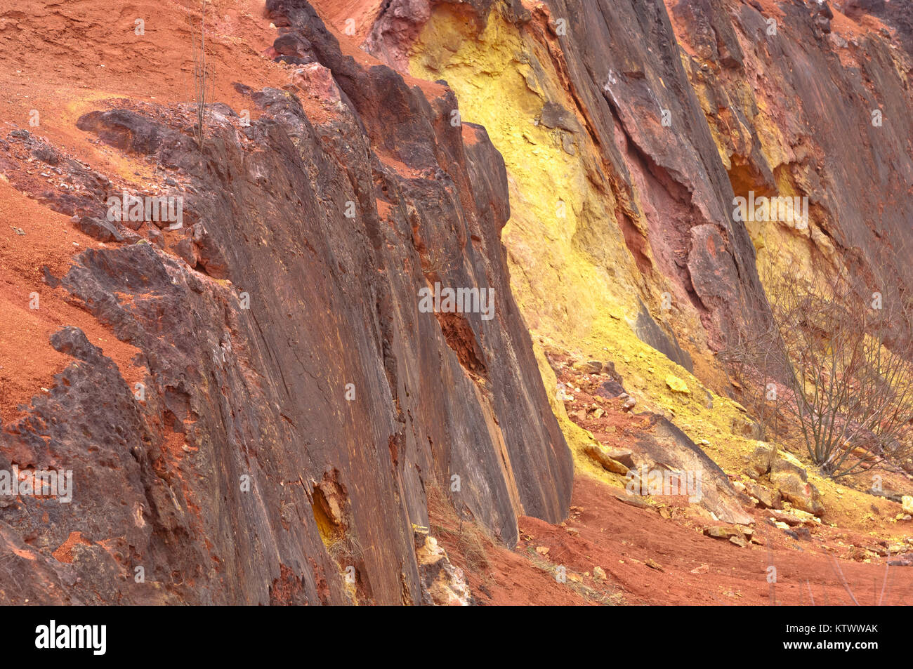 Bauxite mine, raw weathered bauxite sedimentary rock on surface Stock