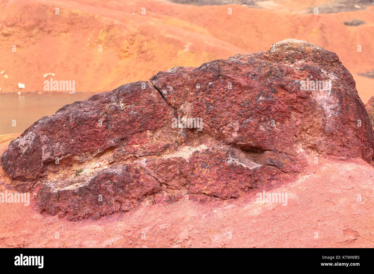 Bauxite mine, raw weathered bauxite sedimentary rock on surface Stock