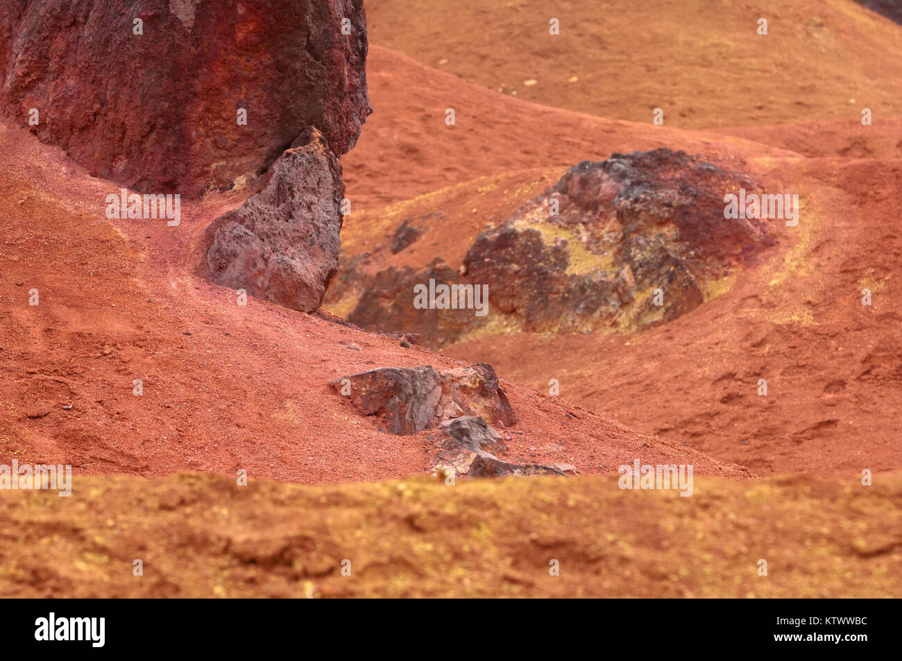 Bauxite mine, raw weathered bauxite sedimentary rock on surface Stock