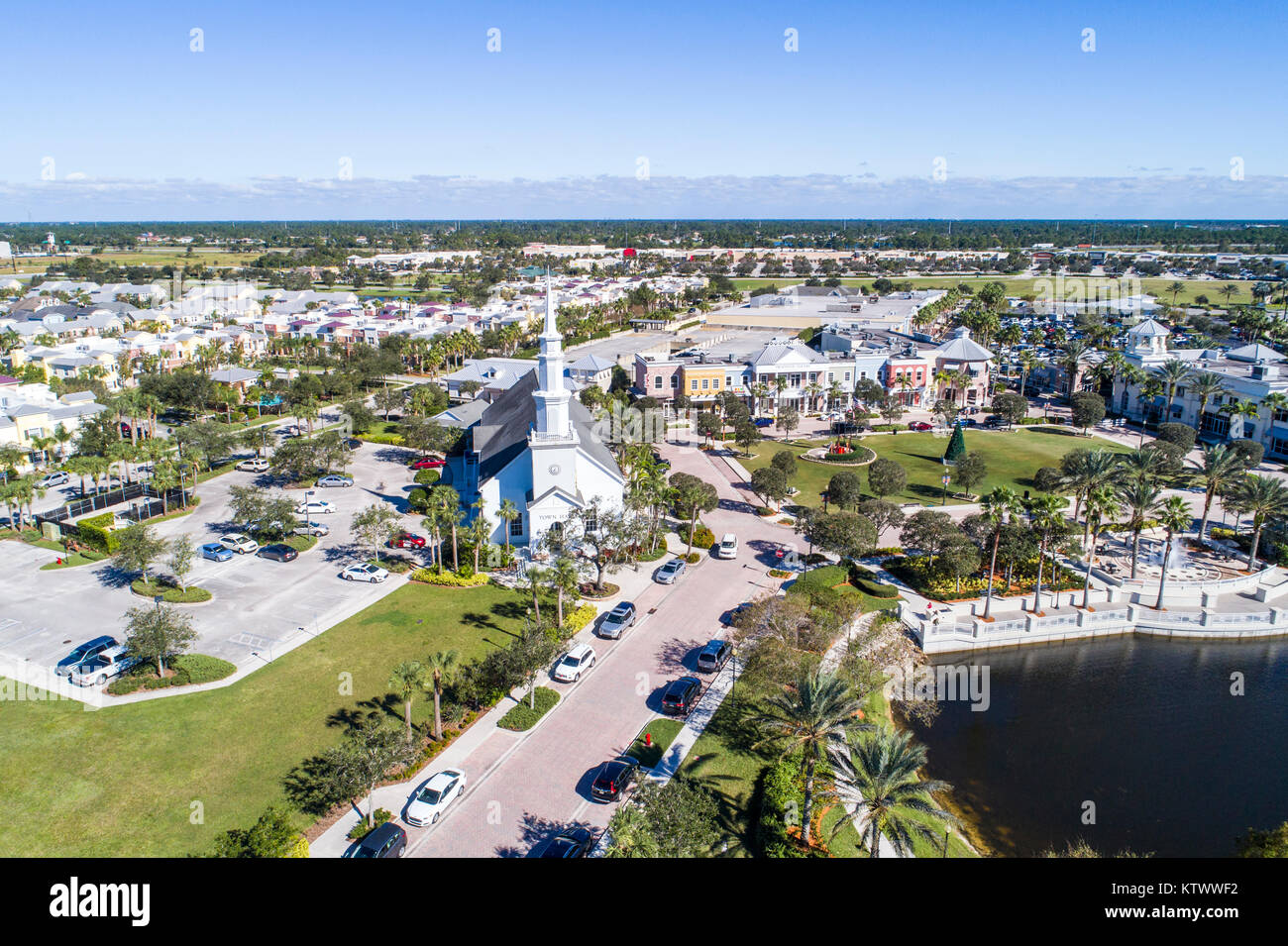 Florida,FL South,Port St. Saint Lucie,Tradition,planned community,aerial overhead bird's eye view above,City Hall,visitors travel traveling tour touri Stock Photo