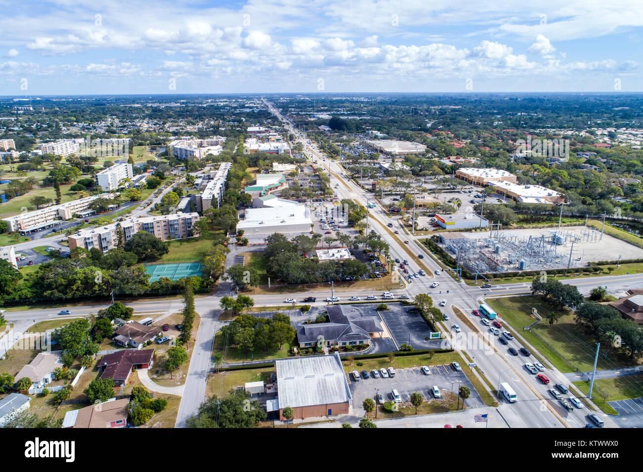 Bradenton Florida,Cortez Road,aerial overhead view,FL17121483d Stock Photo