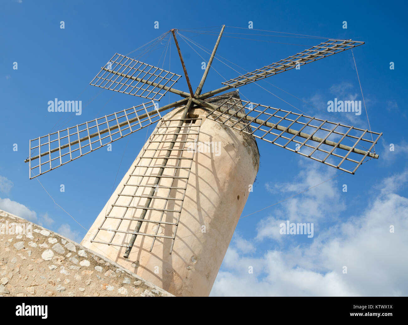 PALMA MALLORCA. 23rd December 2017. Palma's historic windmills dominate the city's skyline. The city is an attractive place to visit even in winter. Stock Photo