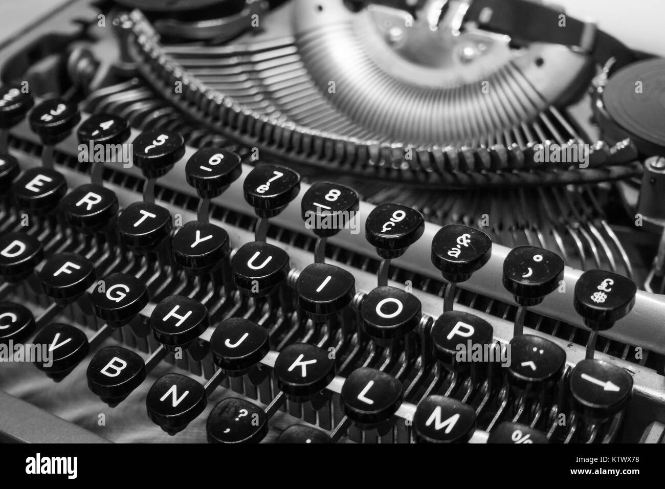 Typewriter keyboard macro black and white Stock Photo