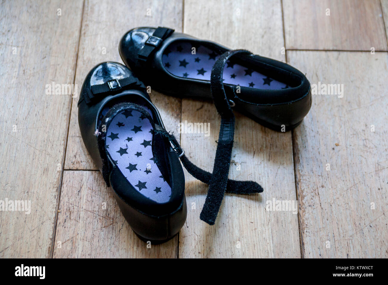 childrens black patent leather clark's shoes Stock Photo