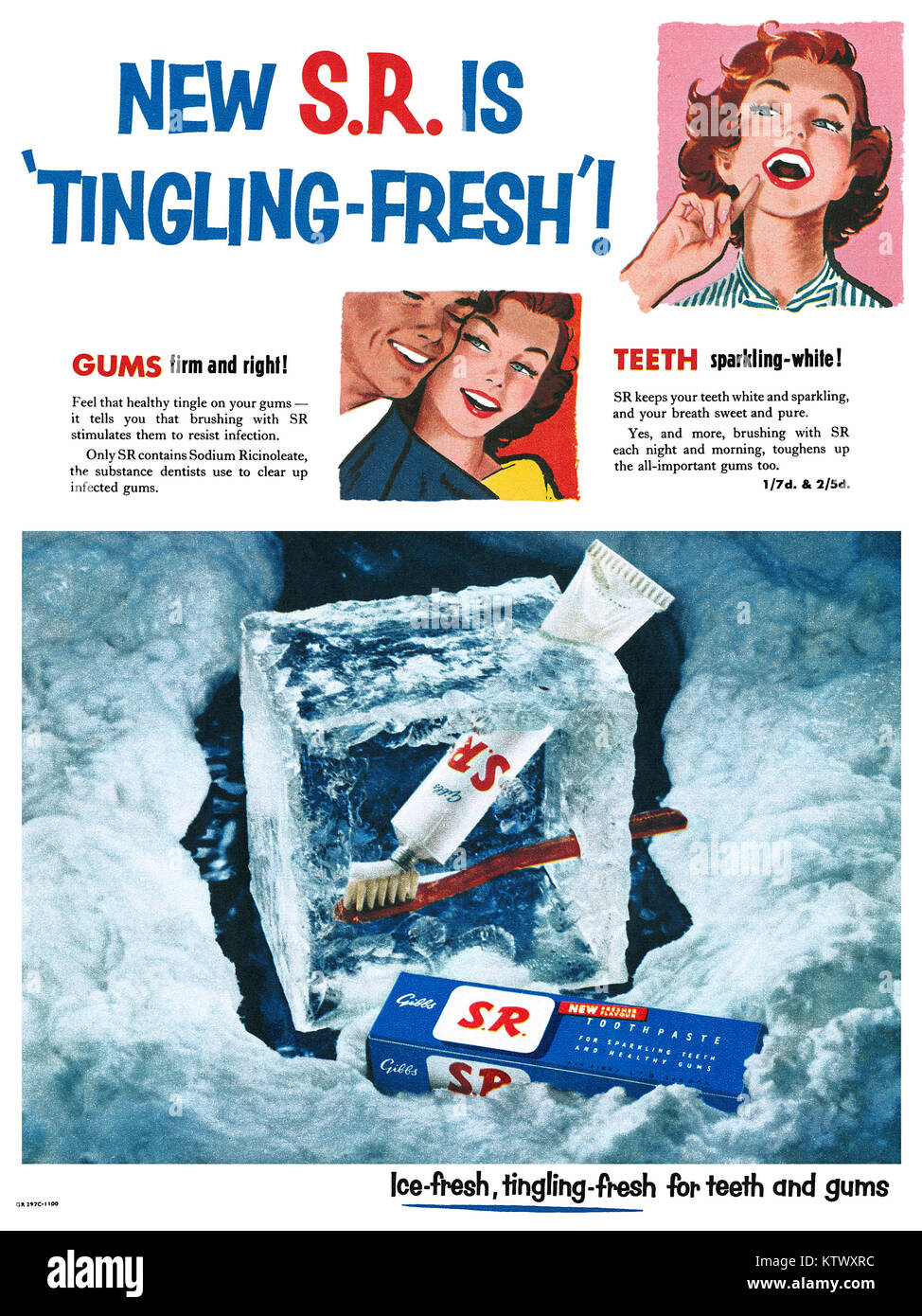 1954 British advertisement for Gibbs S.R. toothpaste Stock Photo - Alamy