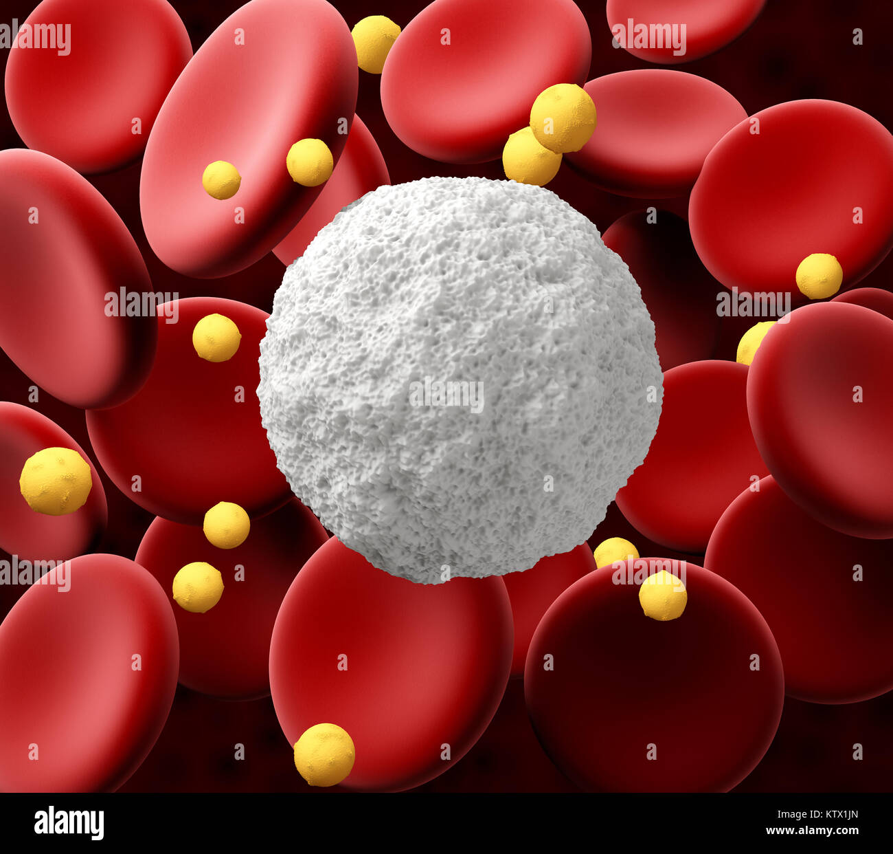leucocyte with Red Blood Cell and Platelets. Medical Background, 3d Illustration, Stock Photo
