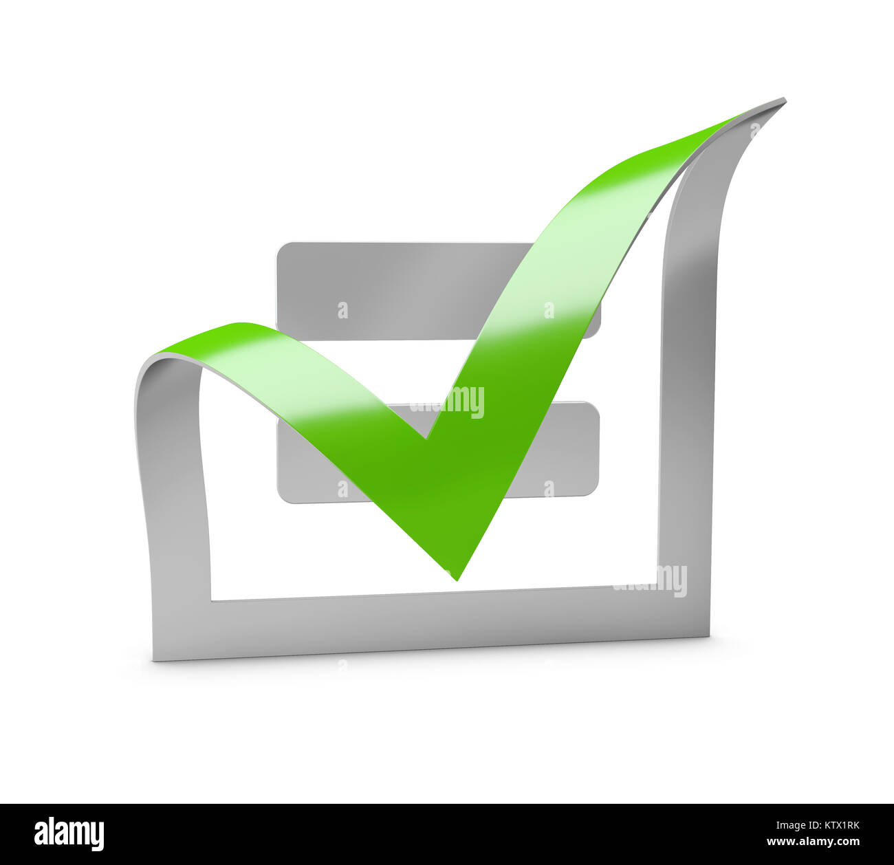 3d Illustration of Green check mark symbol and icon for approved design ...