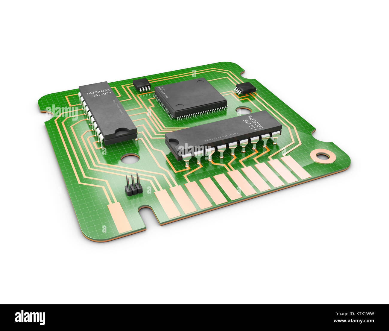 3d Illustration of Computer chip and transistor. Design of computer