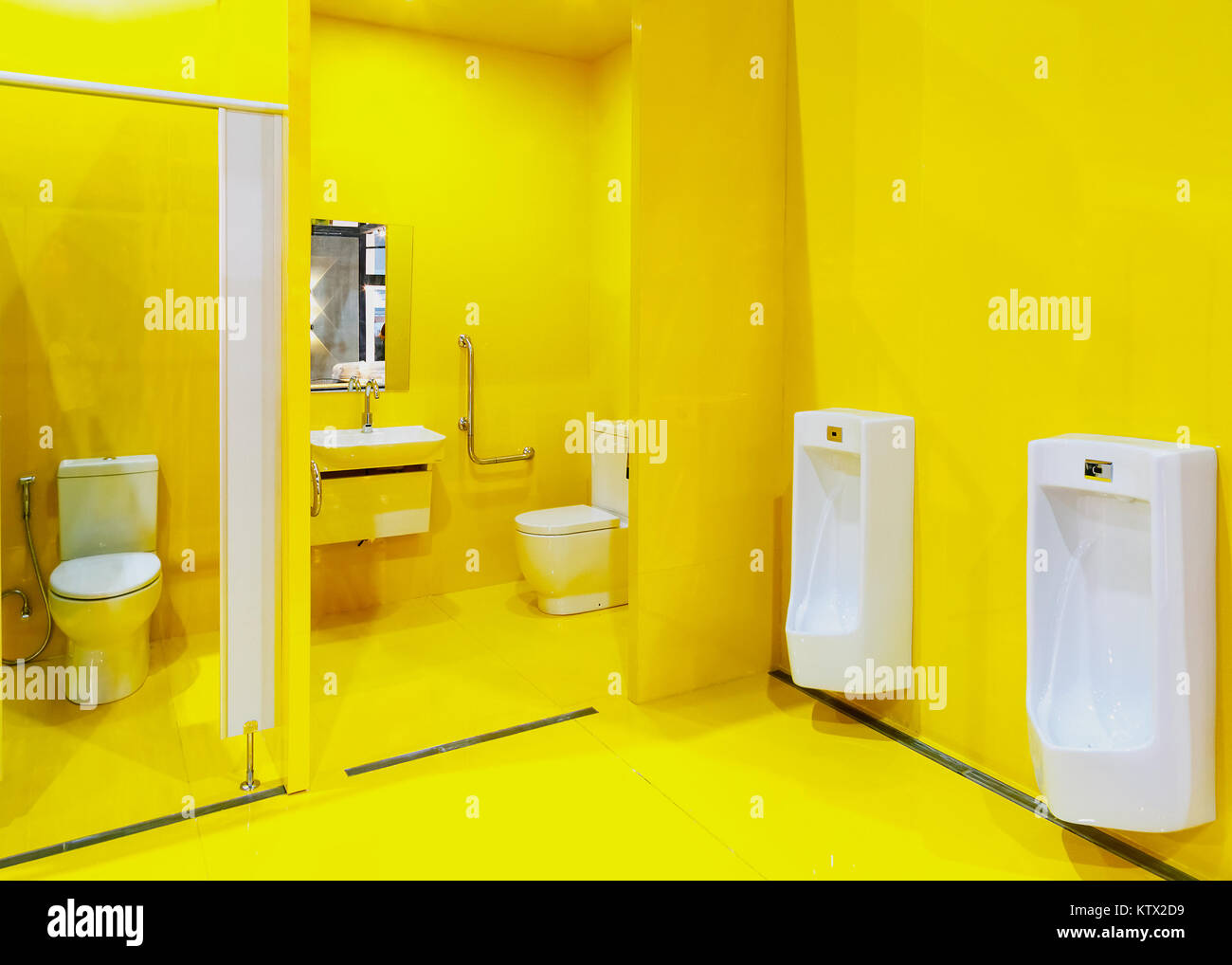 BANGKOK, THAILAND - APRIL 29 2016: A set of public restroom displayed ...