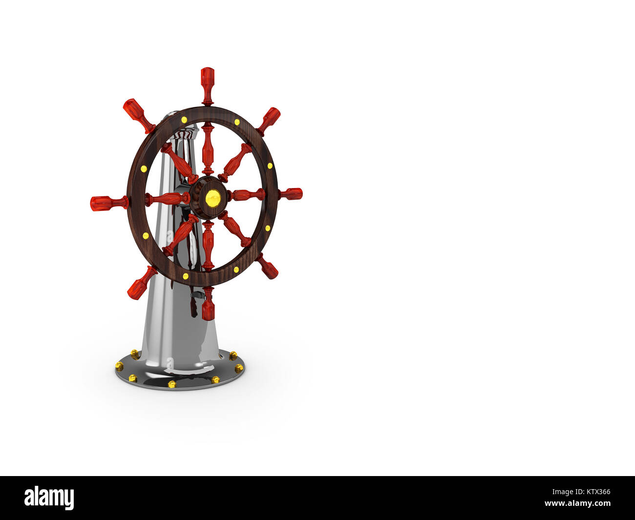Ship steering wheel, 3d Illustration Stock Photo - Alamy