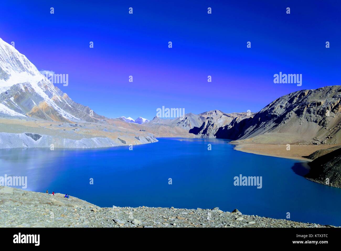 Beautiful Tilicho lake located in Nepal. It is the world's highest lake. Stock Photo