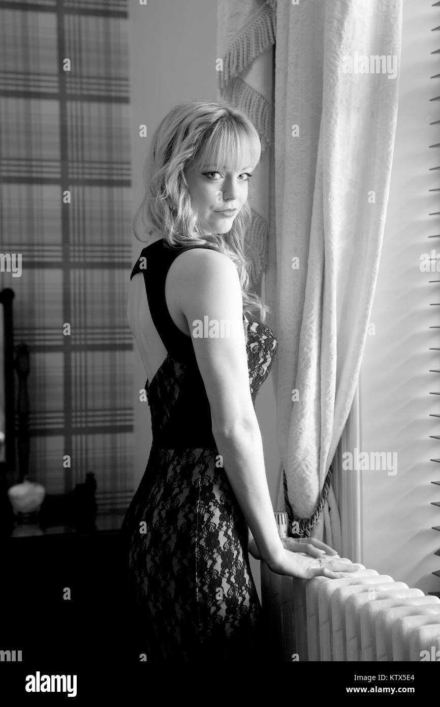 Beautiful blonde Black and White Stock Photos & Images - Alamy