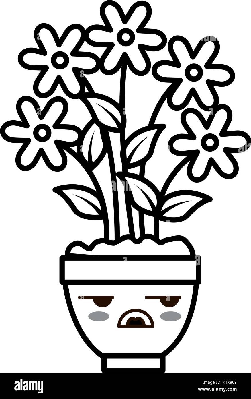 house plant in pot kawaii character vector illustration design Stock ...