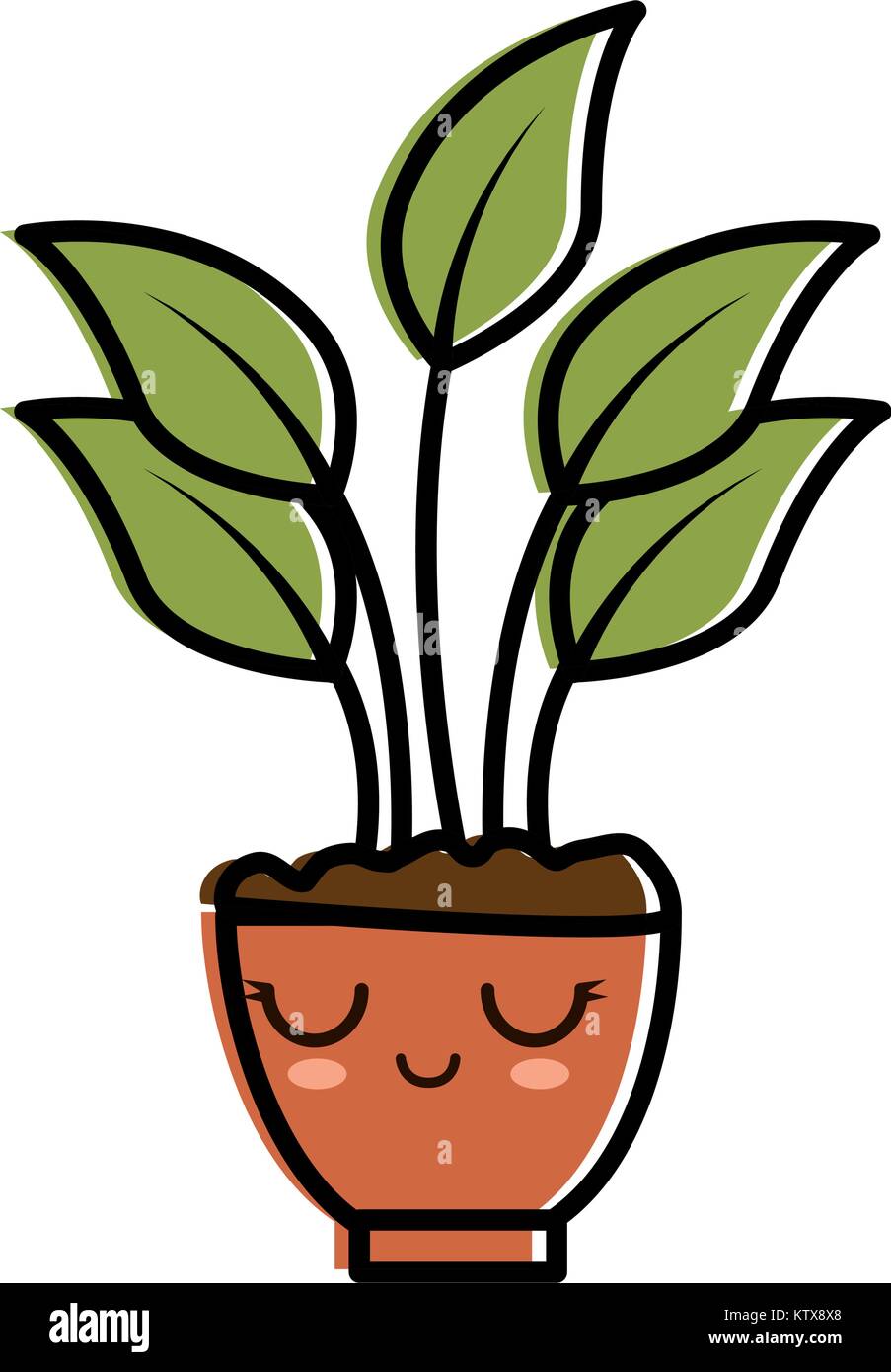 house plant in pot kawaii character vector illustration design Stock ...