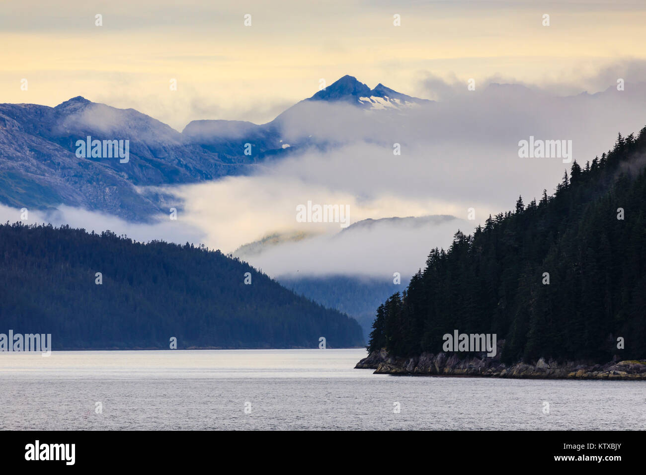 Mist over the Fairweather Range, Icy Strait, between Chichagof Island ...