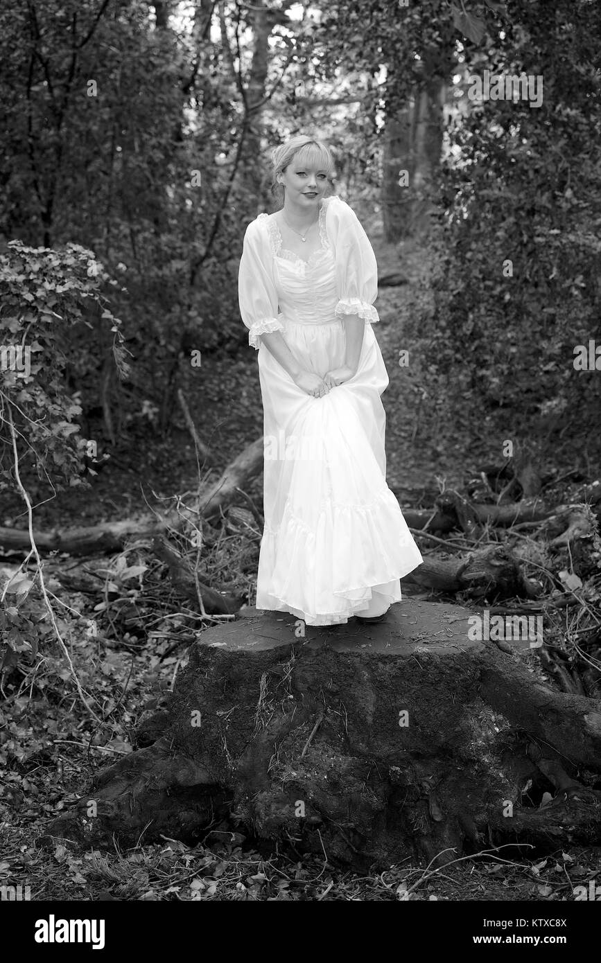 Long white dress Black and White Stock Photos & Images - Alamy