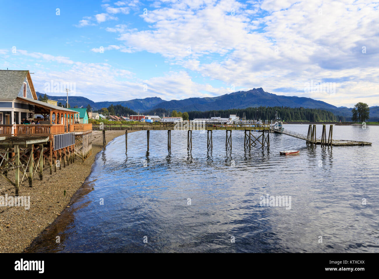 Hoonah, shoreline brewpub and dock, Tlingit Community, Icy Strait Point