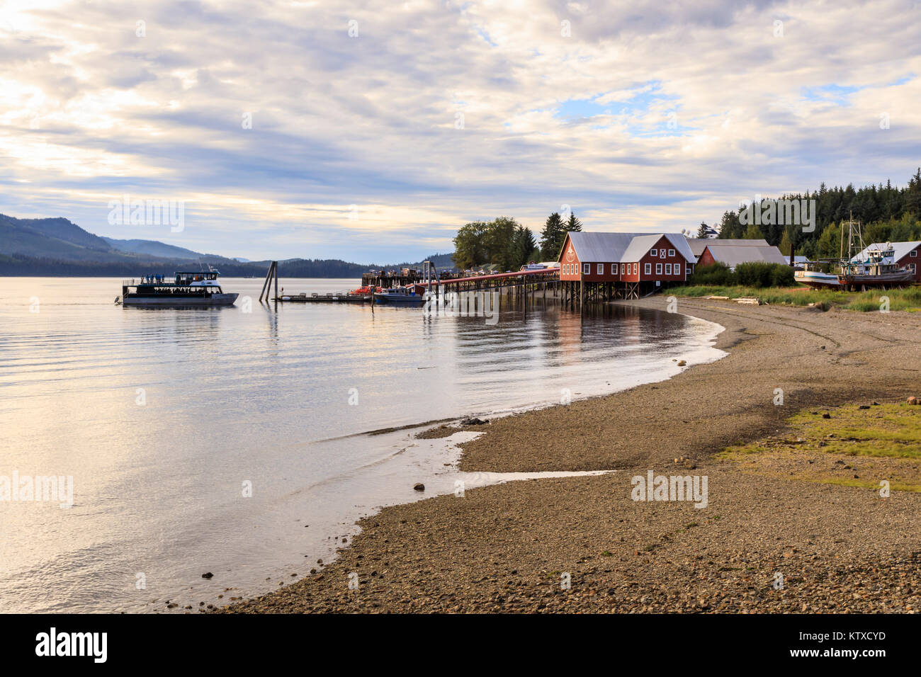 Icy Strait Point, near Hoonah, shore, cannery museum, dock and whale