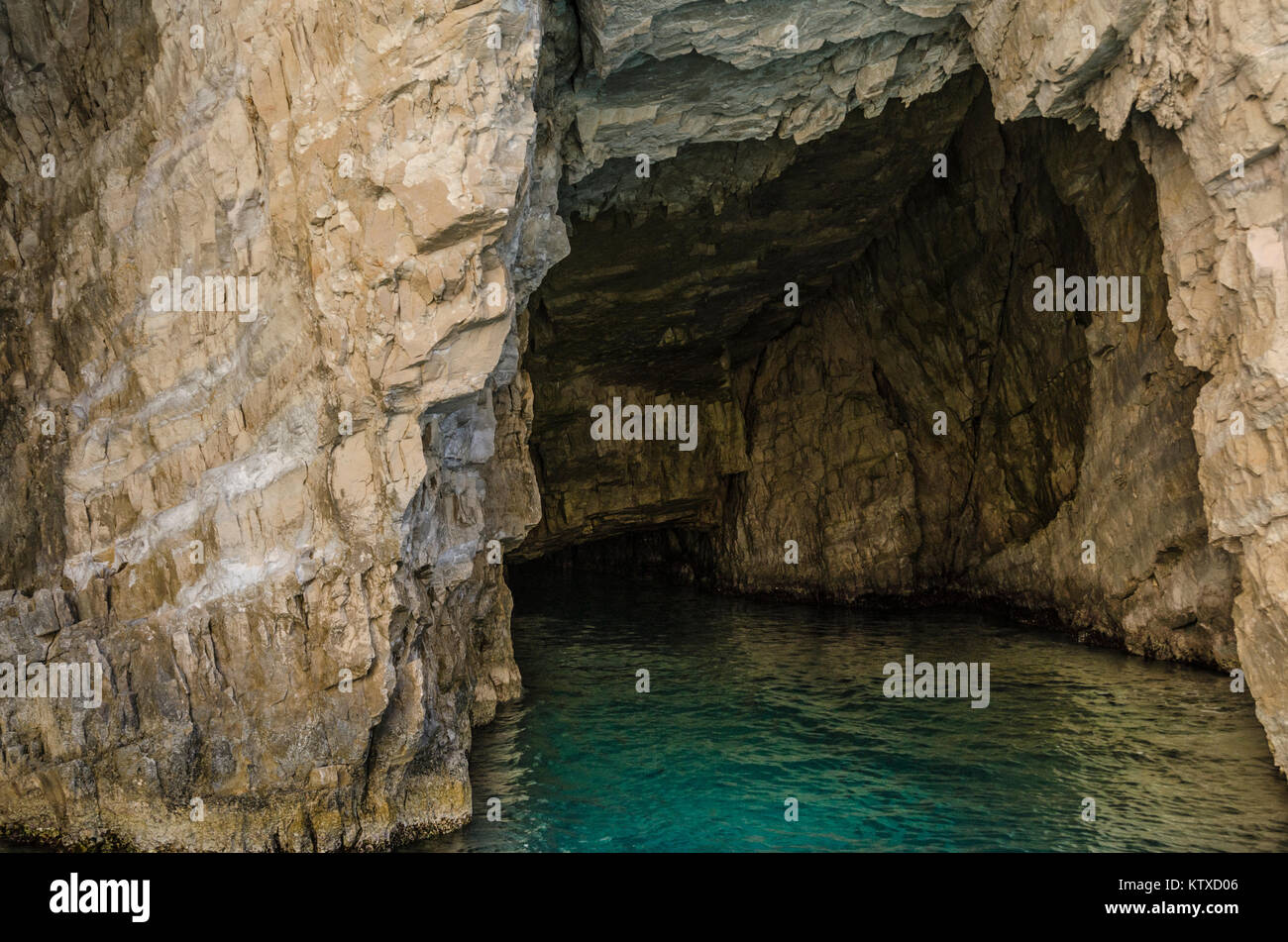 cave interior on the shores of zakynthos island in the ionic sea Stock Photo