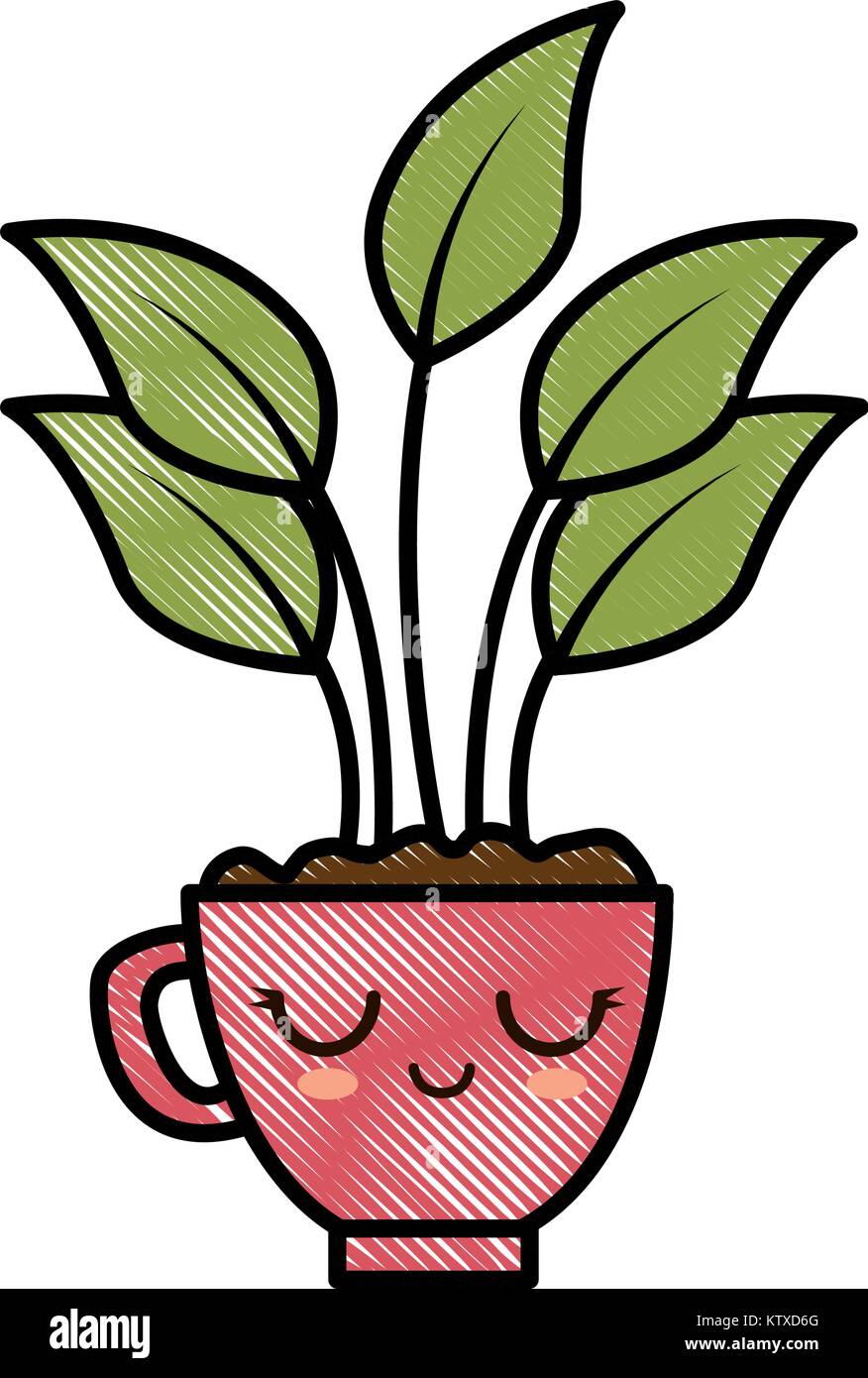 house plant in pot kawaii character vector illustration design Stock ...
