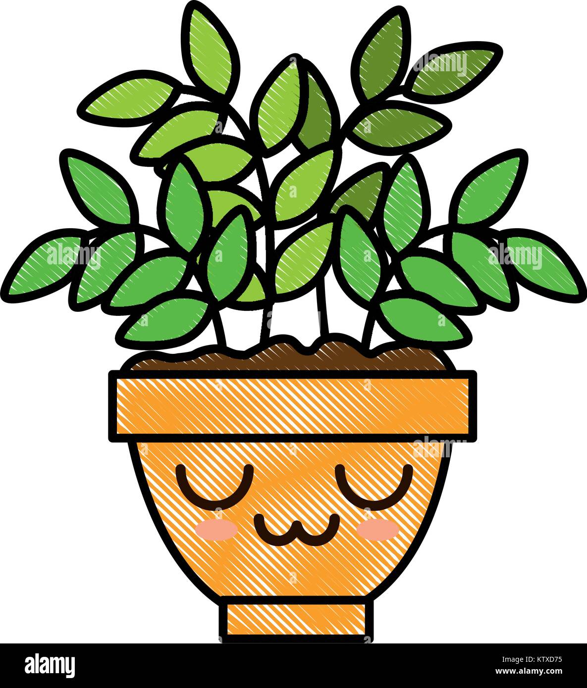 house plant in pot kawaii character vector illustration design Stock ...