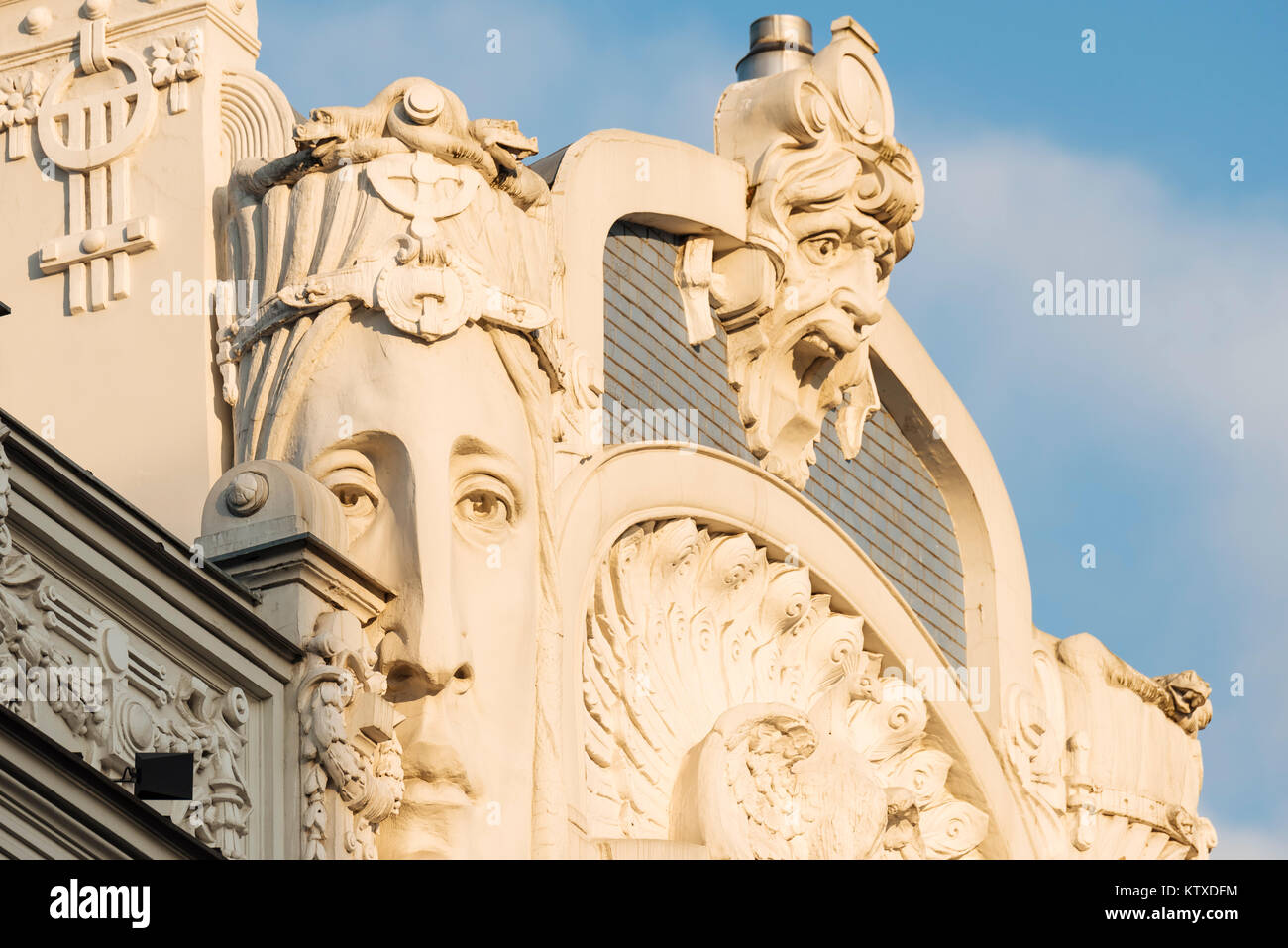 Art Noveau architecture in Central Riga, Latvia, Baltic States, Europe Stock Photo