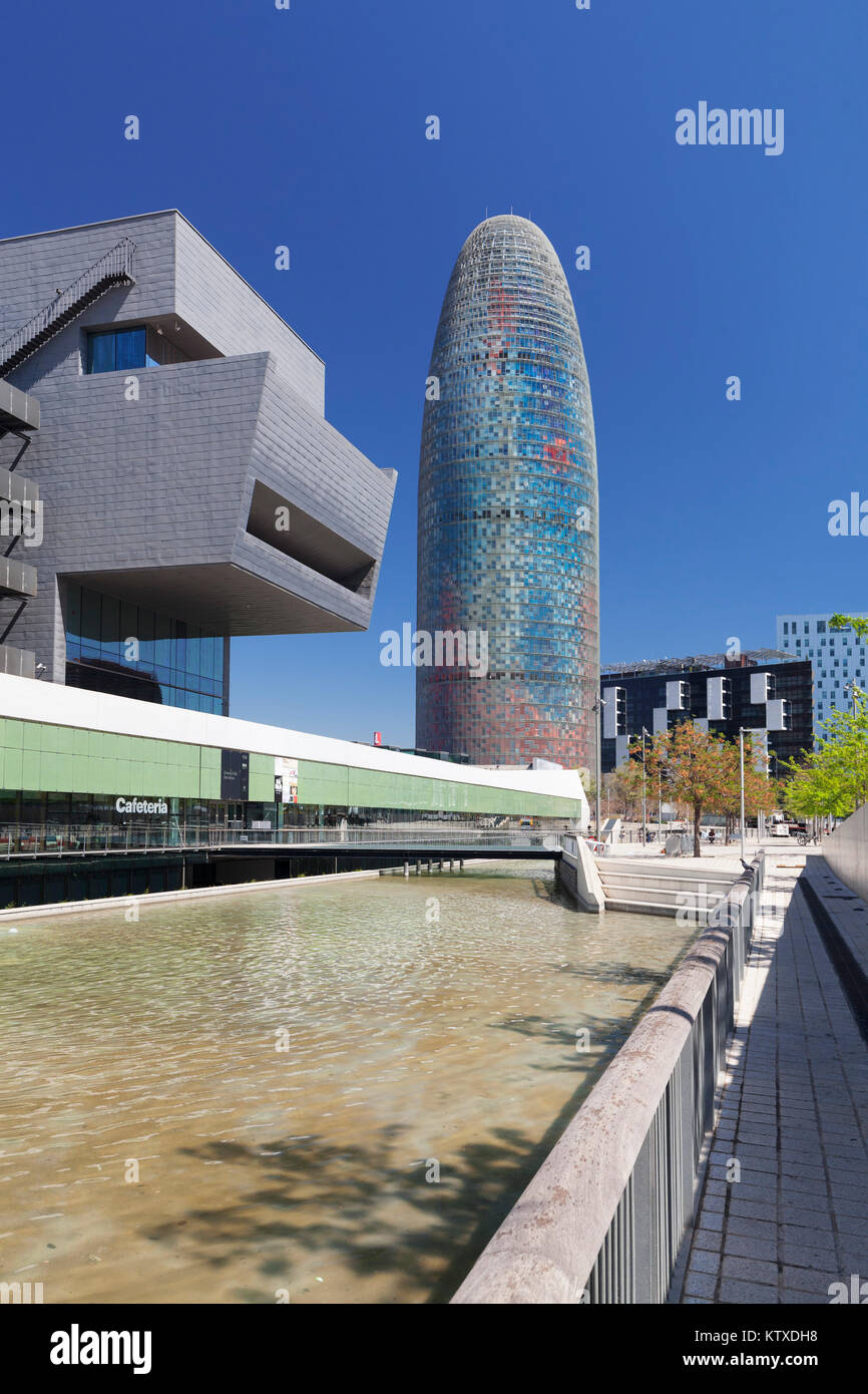 Torre Agbar, architect Jean Nouvel, Placa de les Glories Catalanes, Barcelona, Catalonia, Spain, Europe Stock Photo