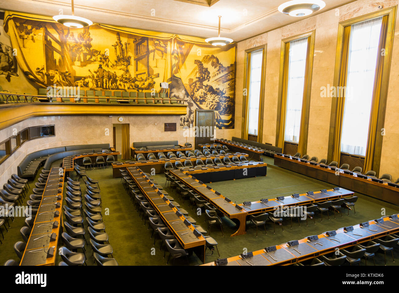 Council Chamber, The Palace of Nations, The United Nations Office at Geneva (UNOG), Geneva, Switzerland, Europe Stock Photo