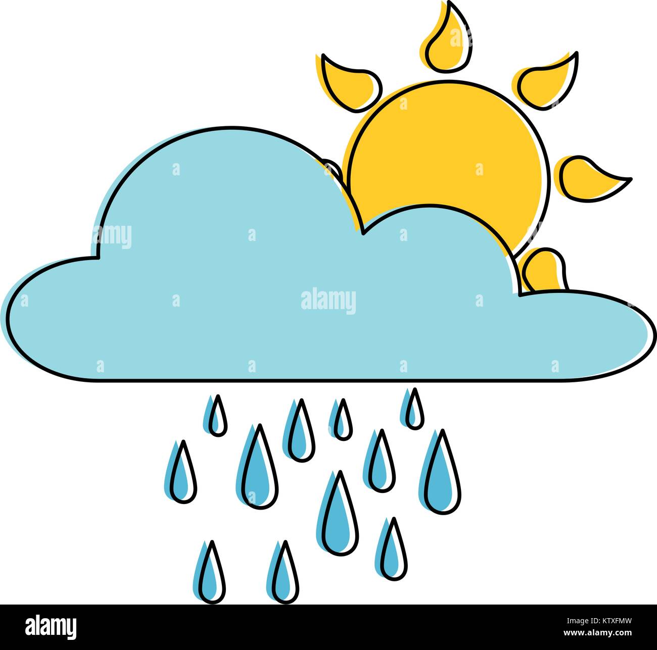 weather cloud rainy with sun Stock Vector Image & Art - Alamy