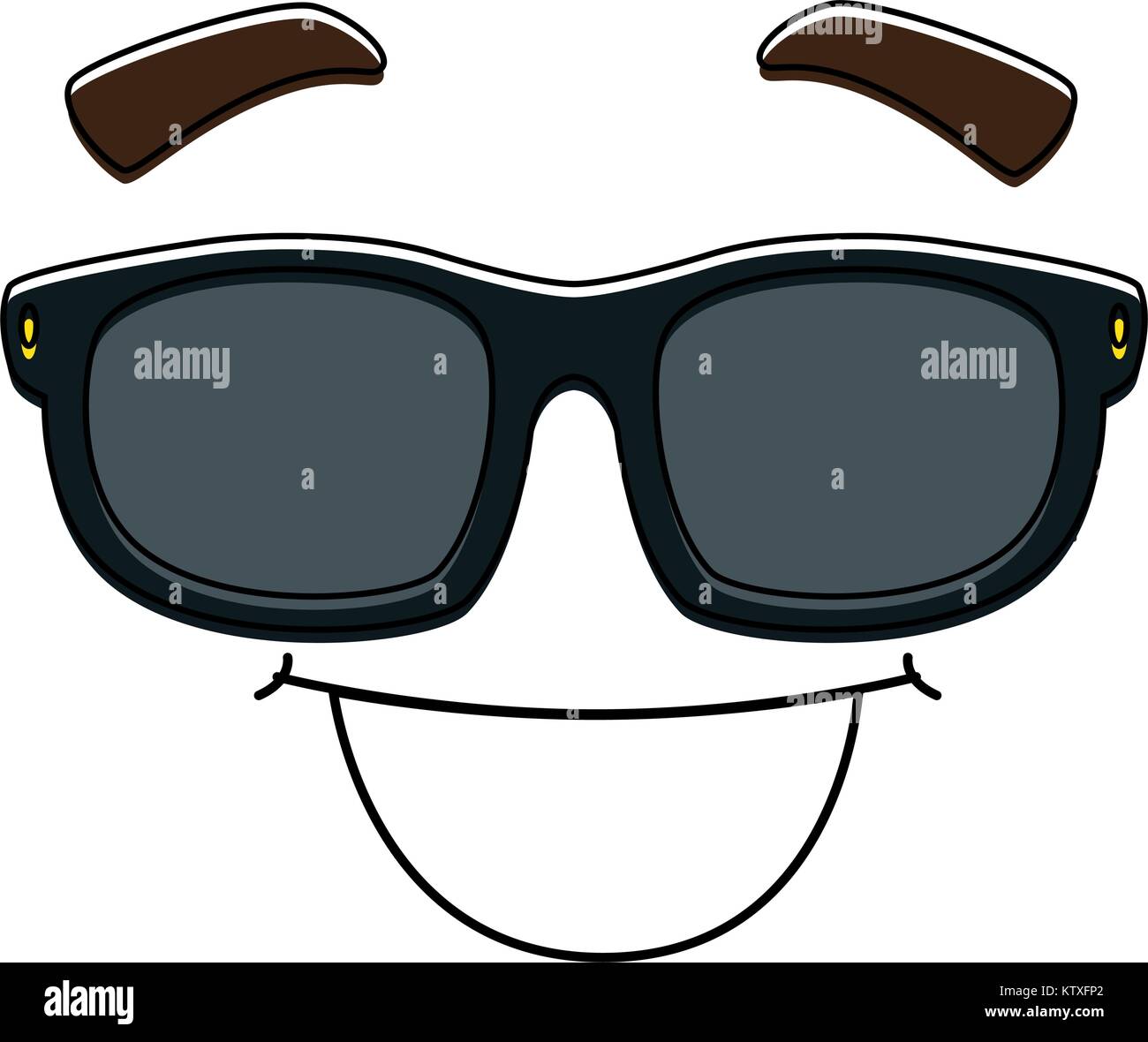 face emoji with sunglasses kawaii character Stock Vector Image & Art