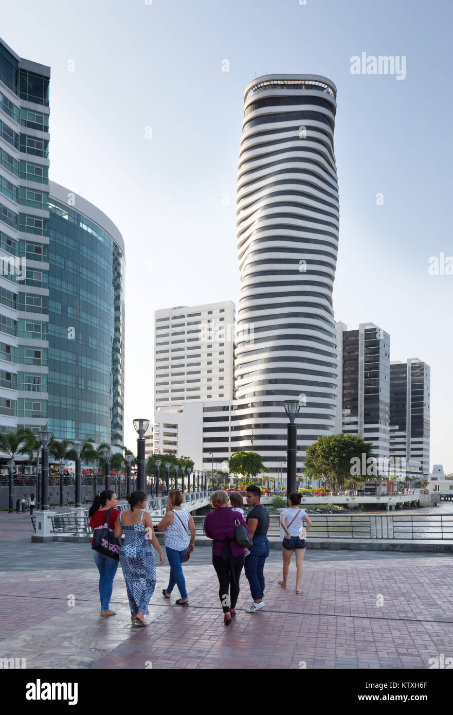 Guayaquil, Ecuador, people on the modern waterfront development, or Malecon, Guayaquil city, Ecuador, South America Stock Photo