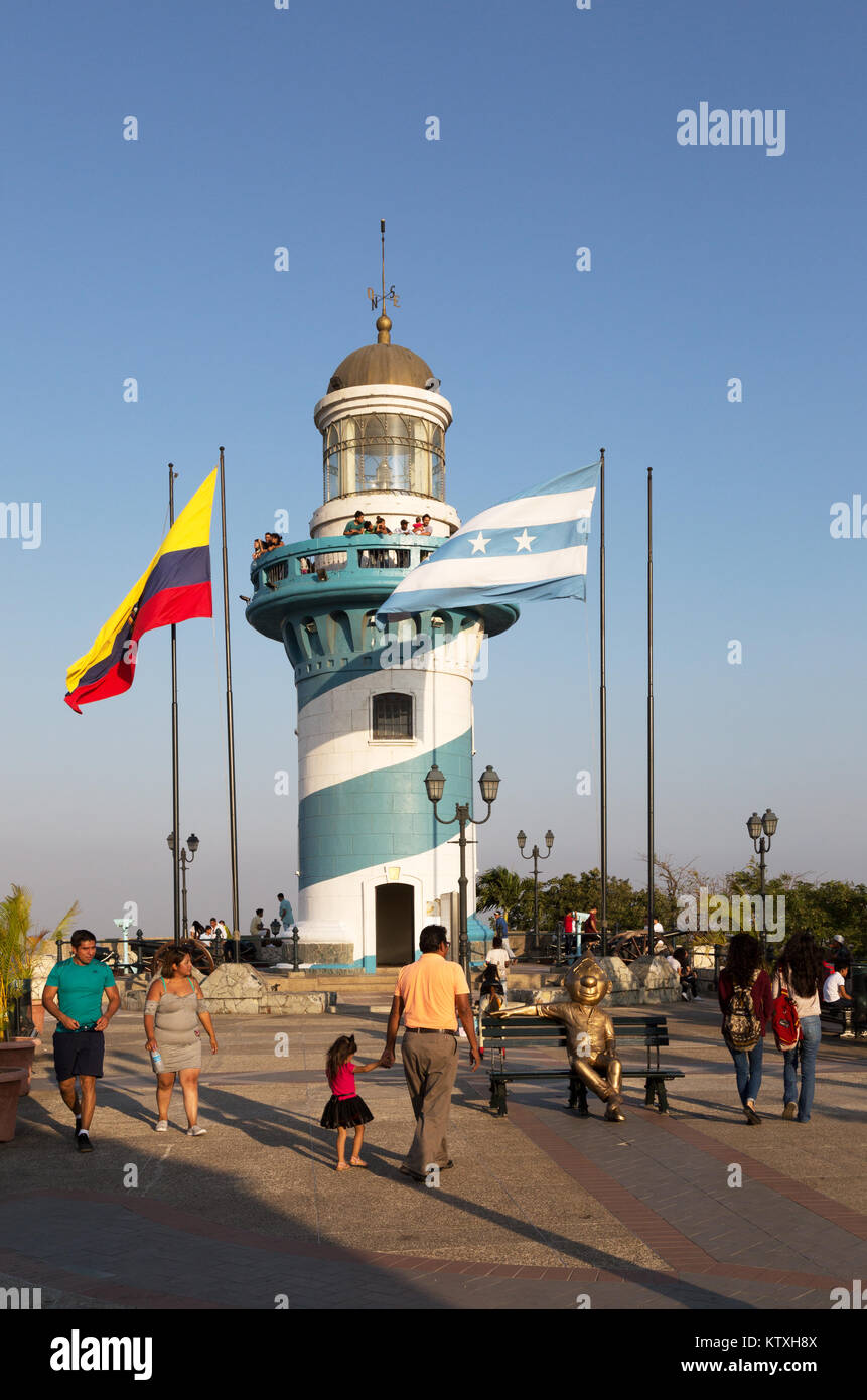 Guayaquil Lighthouse, on Santa Ana hill, Guayquil, Ecuador, South America Stock Photo