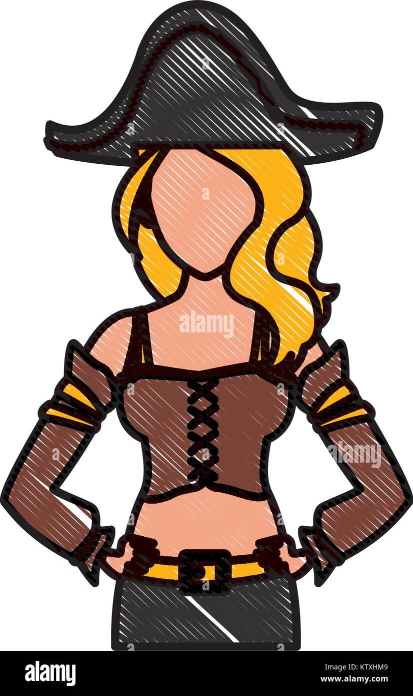 Beautiful Woman Pirate Cartoon Stock Vector Image Art Alamy