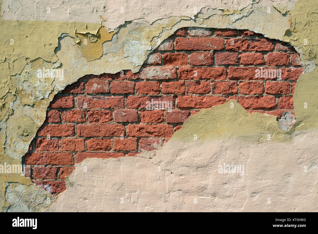 Beautiful area breakaway plaster on brick wall Stock Photo Alamy