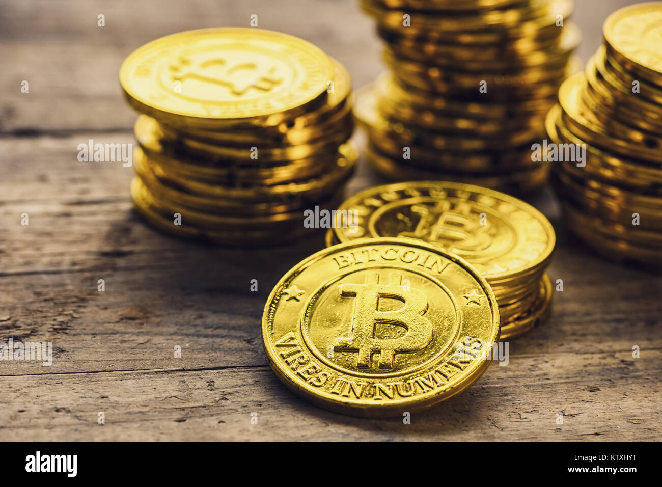 Bitcoin Classic - Stacked - bitcoin Hype concept image Stock Photo