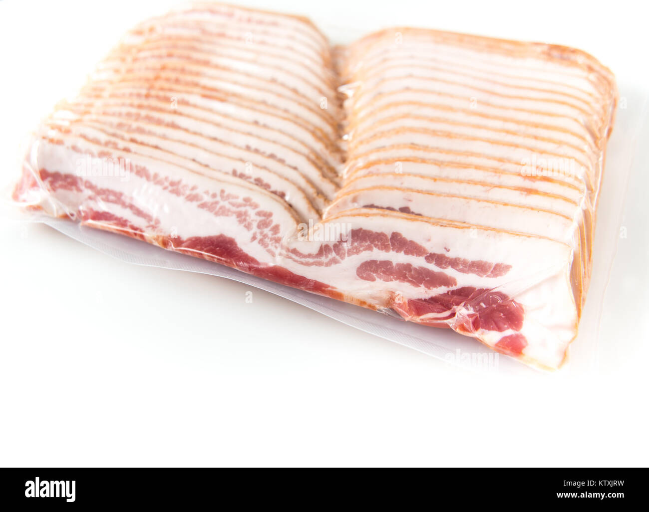 Raw Bacon Vacuum Sealed in Plastic Stock Photo Alamy