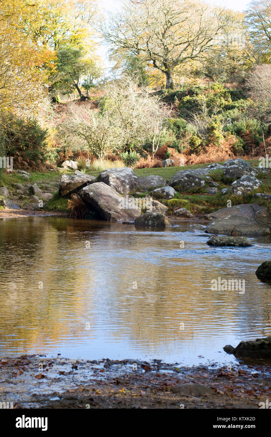 River Taw crossing/ford Belstone Dartmoor Devon Stock Photo