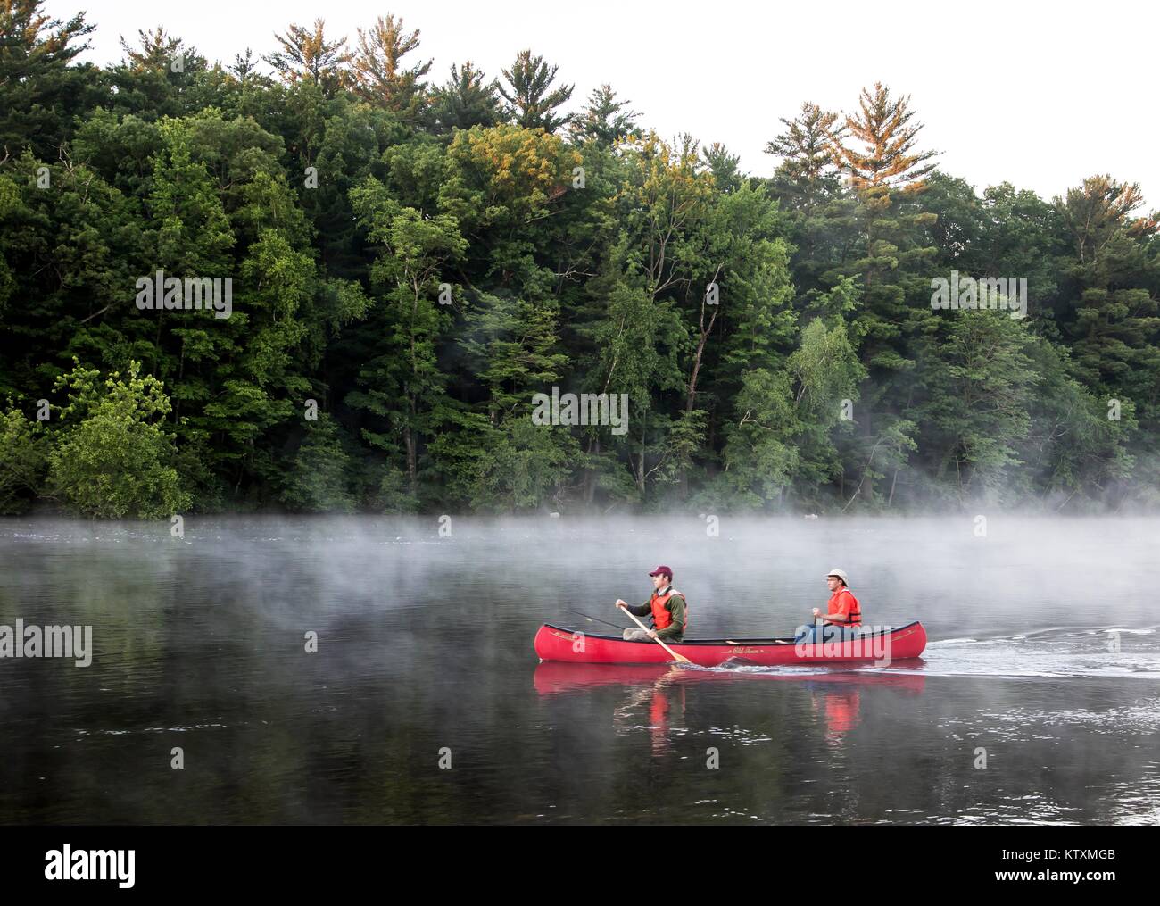 Tourists canoe down the Wisconsin Recreational River June 21, 2017 in Wisconsin. Stock Photo