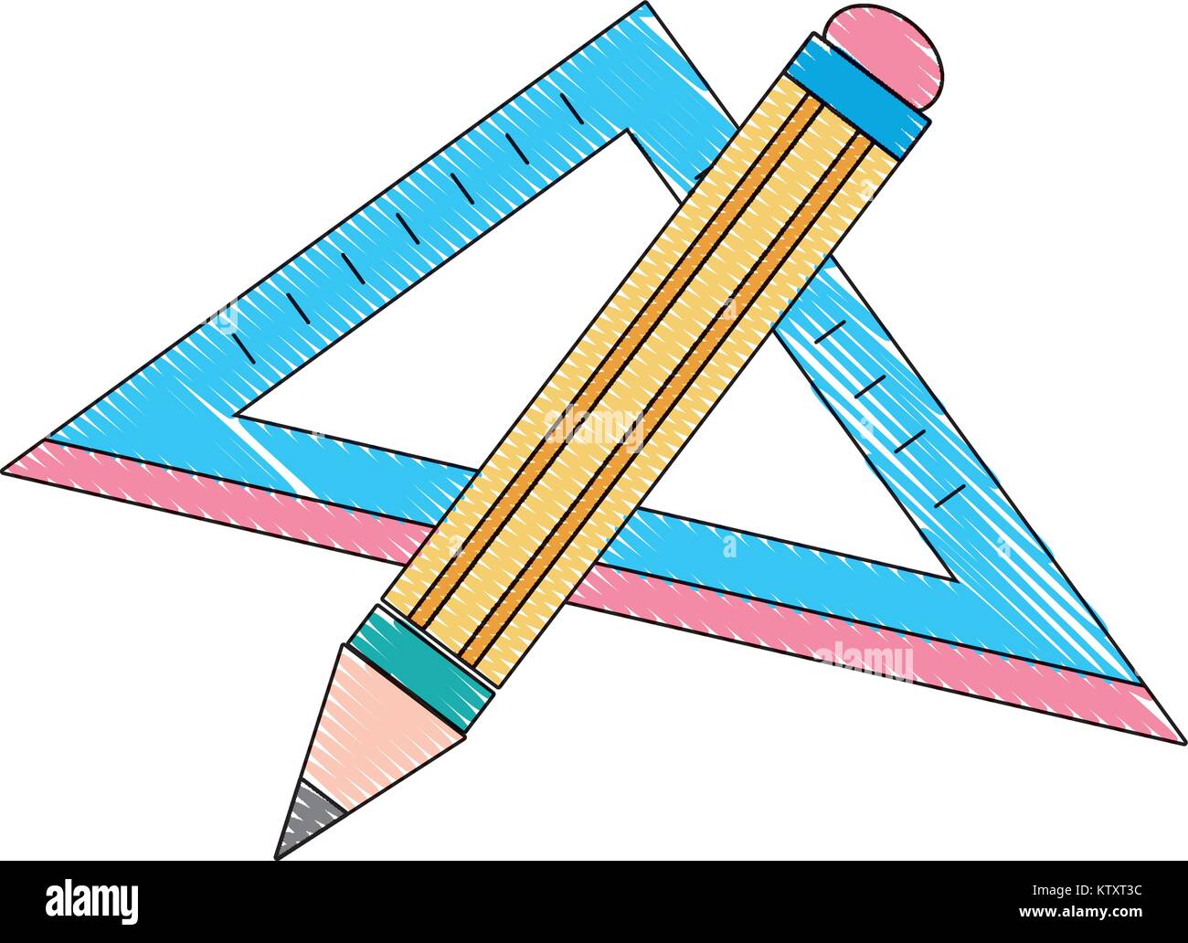 grated square ruler with pencil school tools Stock Vector Image & Art ...