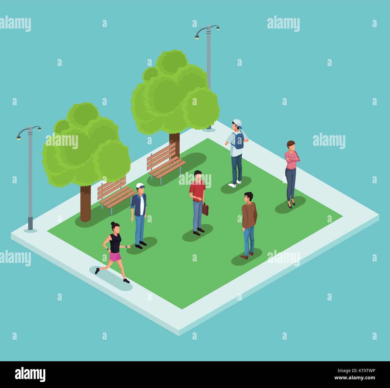 Isometric people in park Stock Vector Image & Art - Alamy