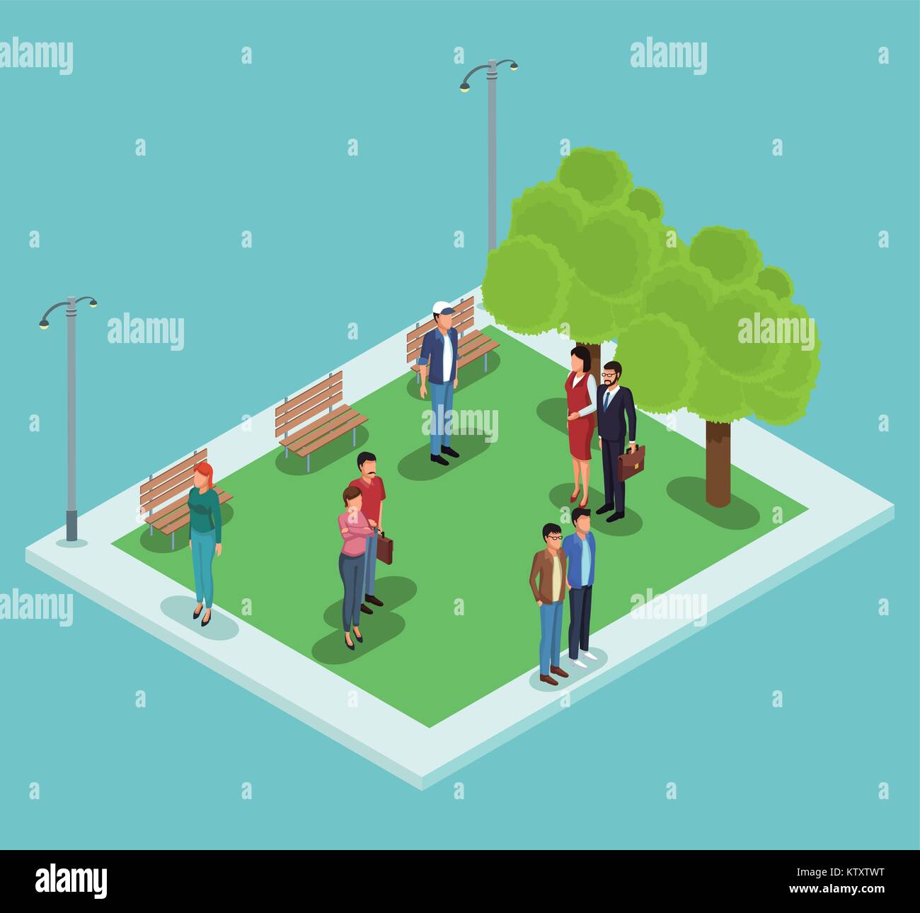 Isometric people in park Stock Vector Image & Art - Alamy