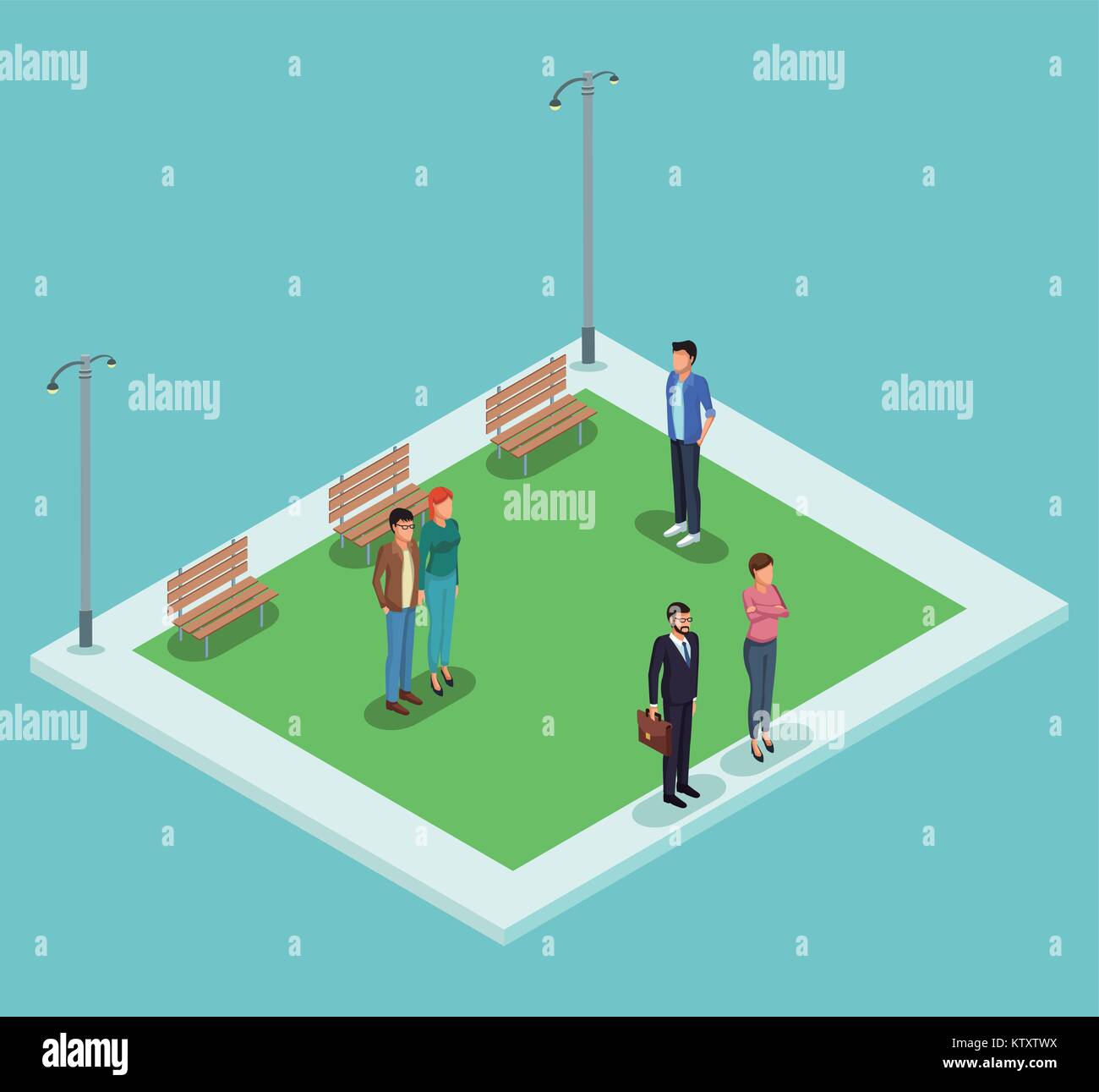 Isometric people in park Stock Vector Image & Art - Alamy