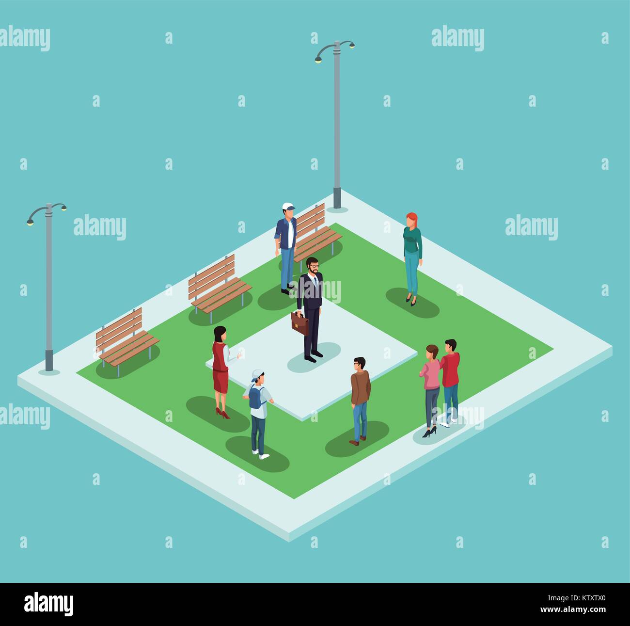 Isometric people in park Stock Vector Image & Art - Alamy