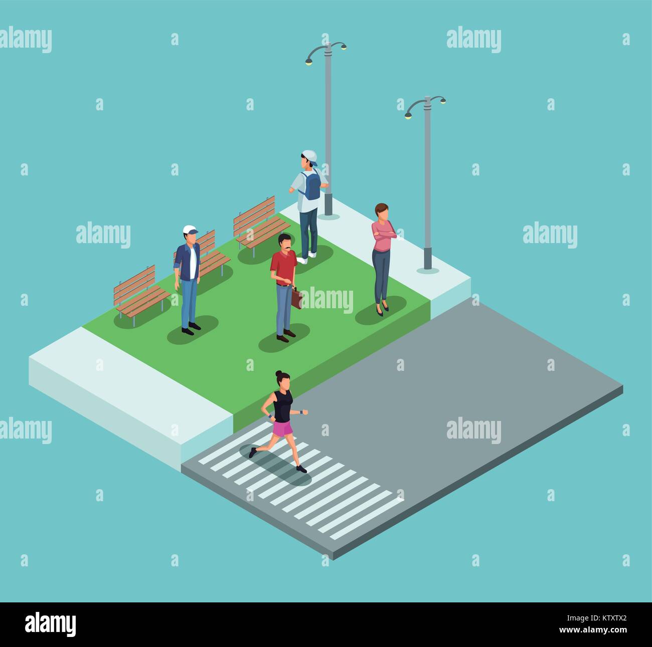 Isometric people in park Stock Vector Image & Art - Alamy