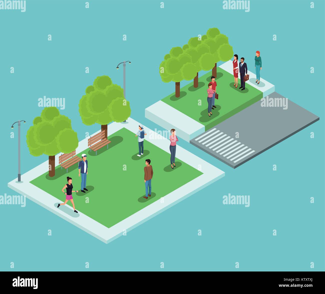 Isometric people in park Stock Vector Image & Art - Alamy