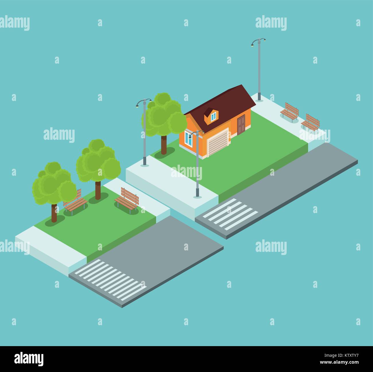 Isometric town 3d Stock Vector Image & Art - Alamy