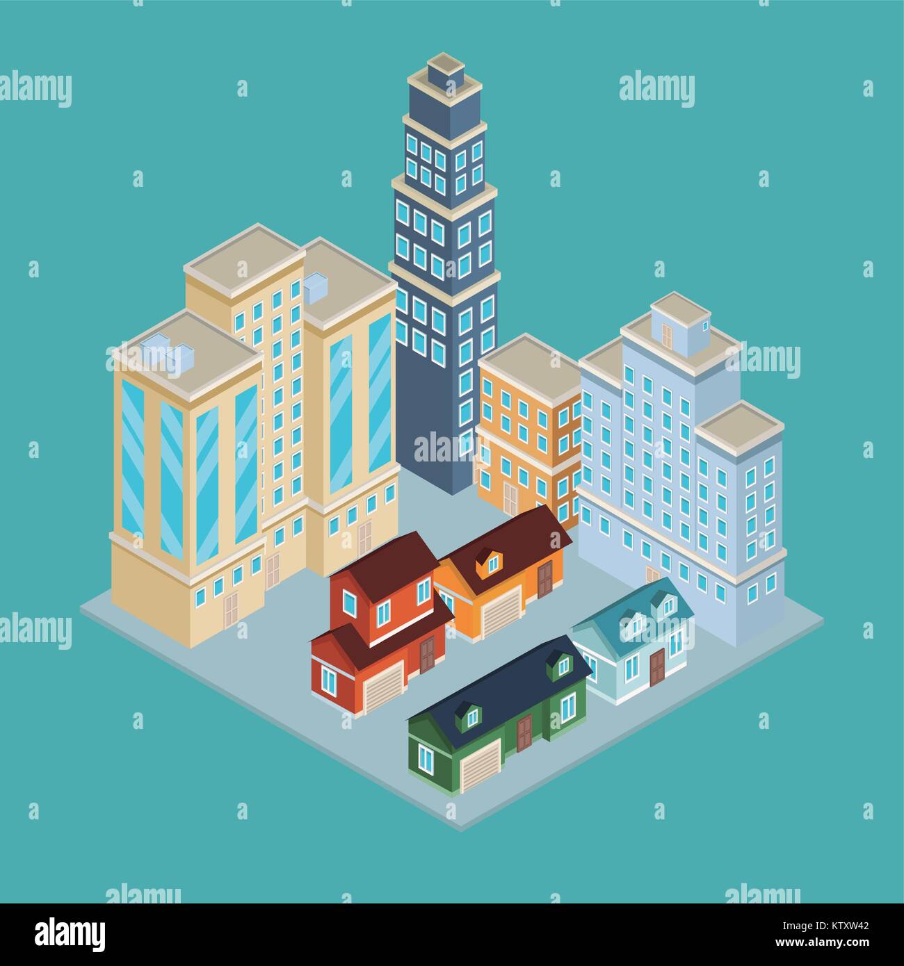 Isometric city 3d Stock Vector Image & Art - Alamy